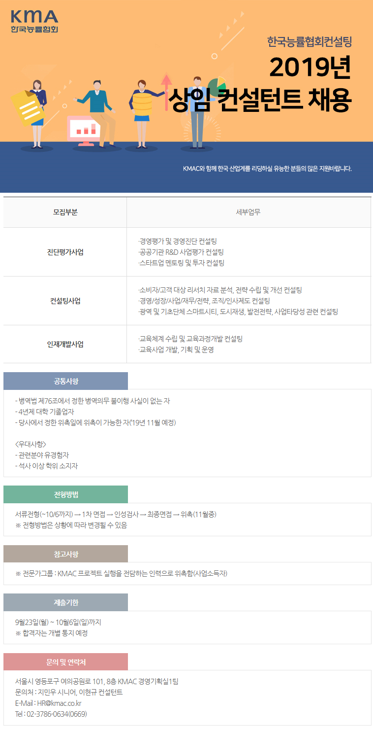 한국능률협회컨설팅 채용공고 | 2019년 상임 컨설턴트 채용 | 캐치